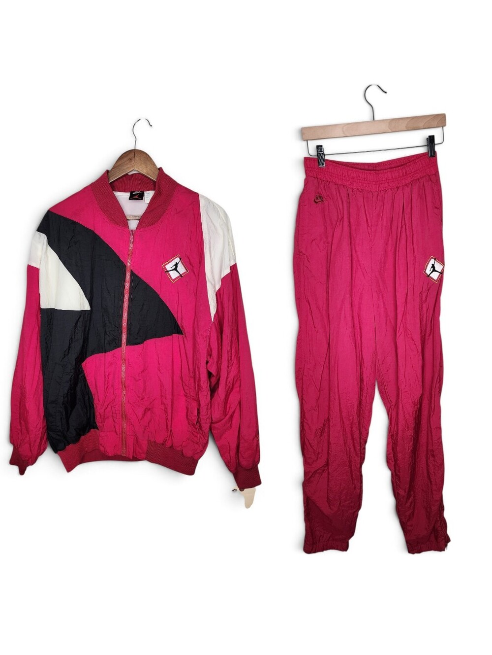 Nike Jordan 90s Vintage OG Set Nylon Track Pants Jacket Red Black White Size L